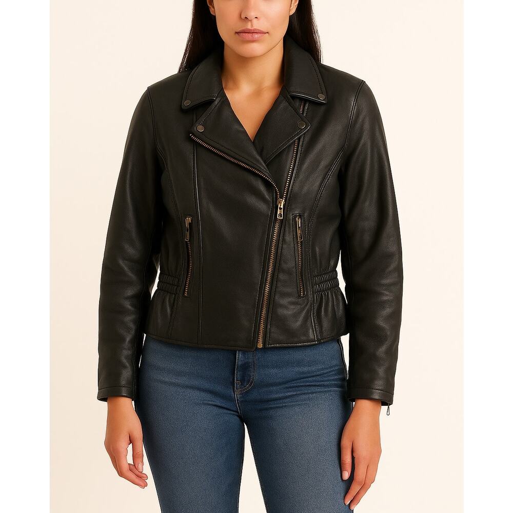 USA Biker's Dream Apparel Leather Motorcycle Jacket Women's Size Medium